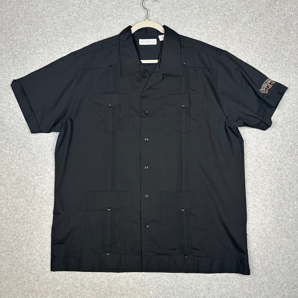 Chevis Regal Romani Guayabera Shirt Mens XL Black Pleated Embroidered NWOT‎ - Picture 2 of 9